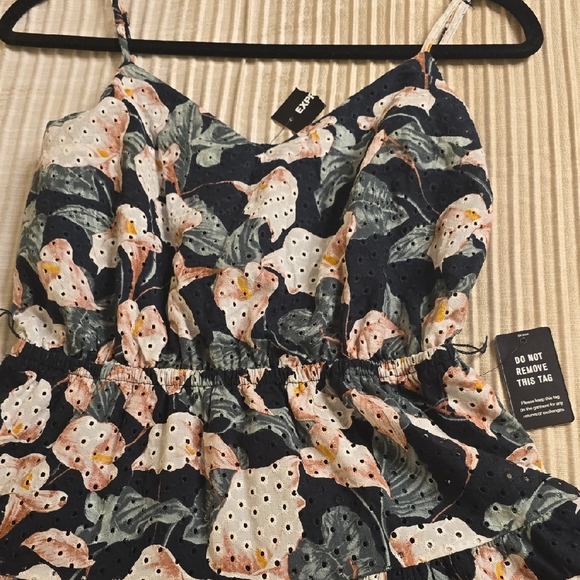 Express Black and Pink Cotton Floral Mini Dress - Picture 8 of 16